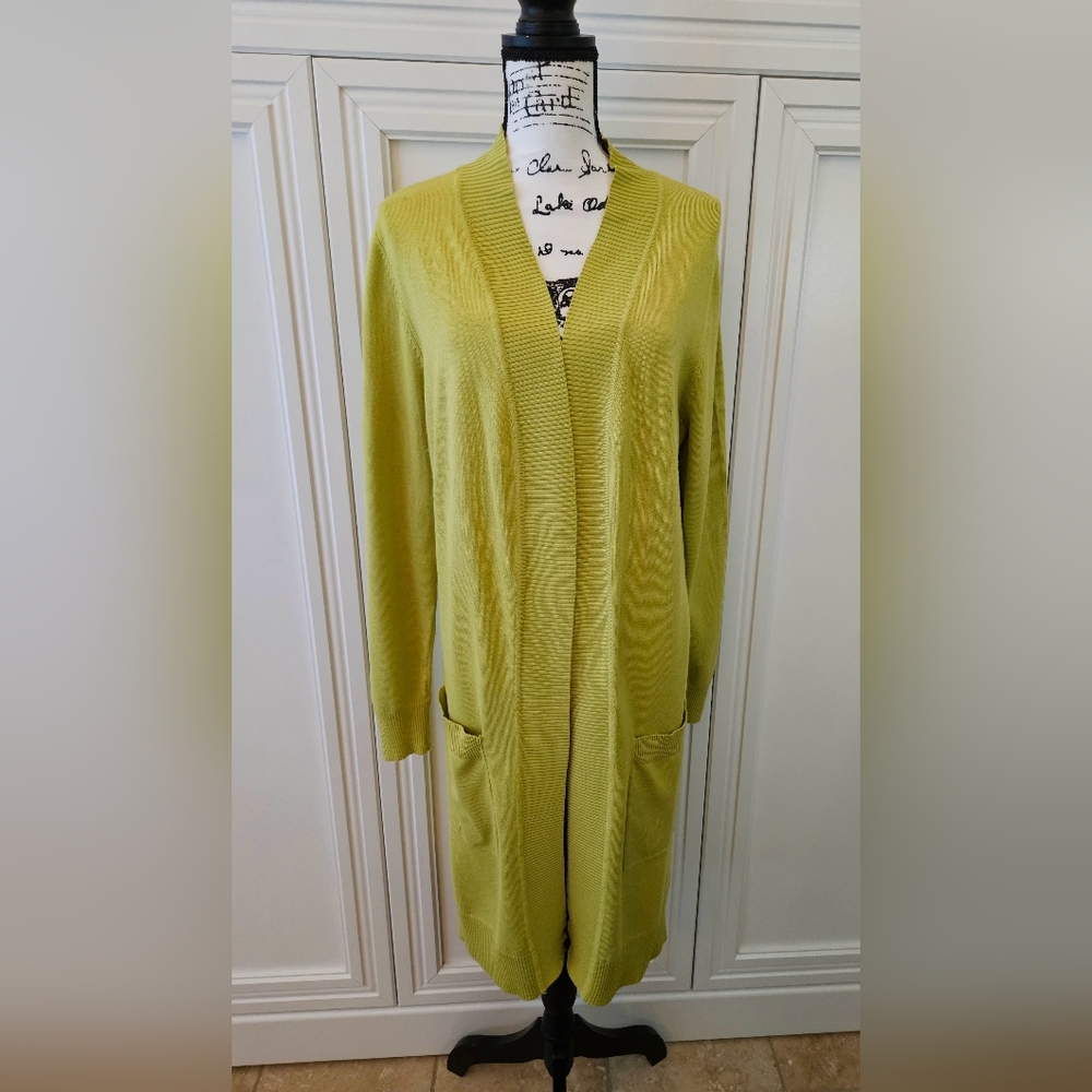 Cielo Women's Lime Green Open-Front Cardigan Duster